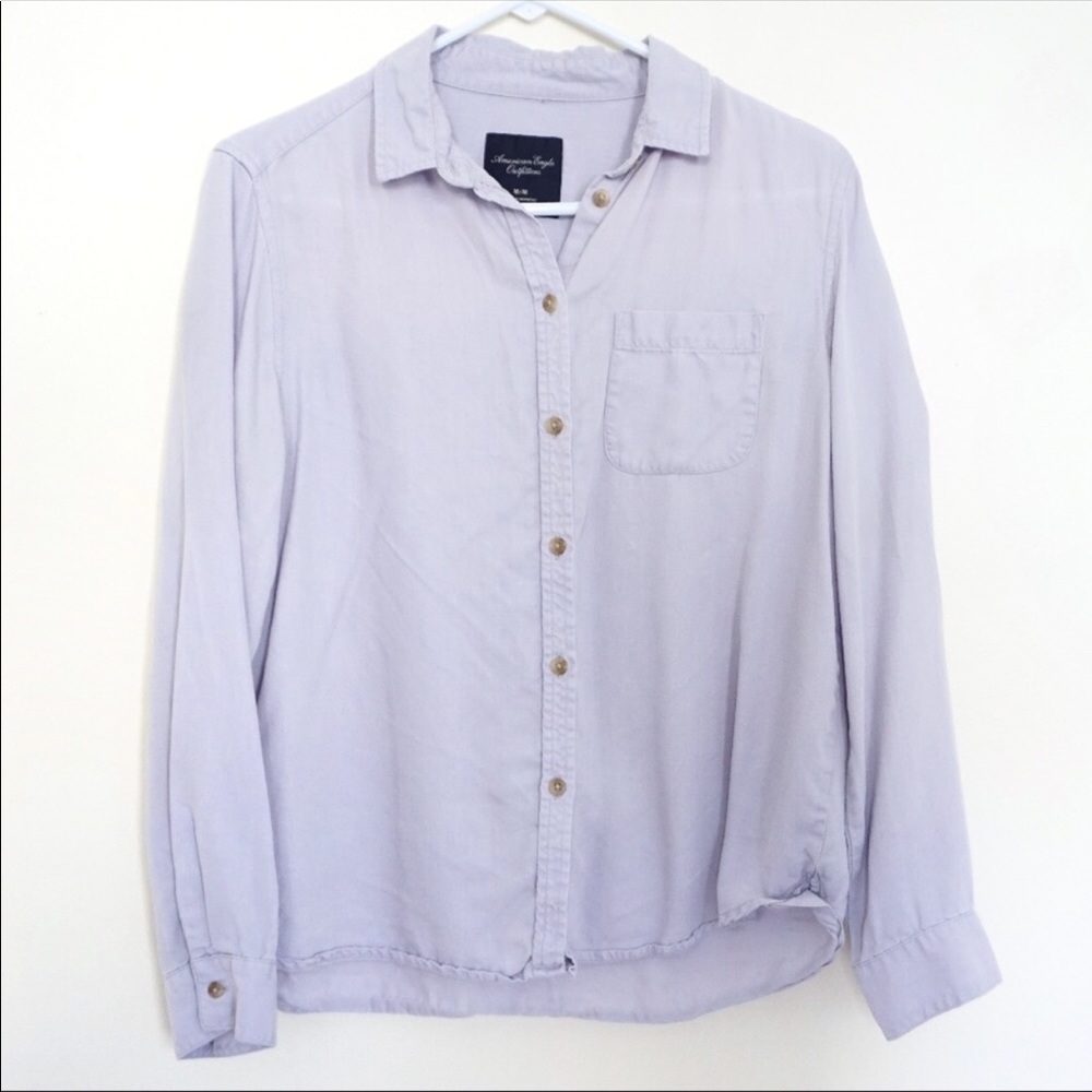 American Eagle Soft Lavender Boyfriend Button Up M